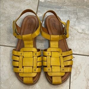 Sergio Tomani Pesca Fisherman Sandals Yellow Leather 39 8-8.5